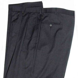 Brooks Brothers Wool Dress Pants Gray Madison Fit Men's Pleated Size 45 X 34